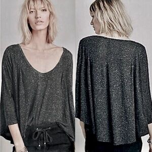 Free People We the Free NWOT Tambourine Scoop Neck Marled Gray Tee Shirt, XS